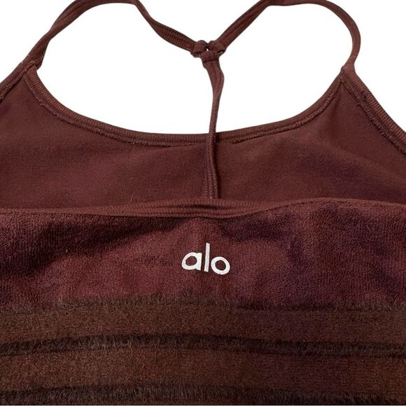 ALO YOGA Seamless Luxe Terry Cuddle Bra Women's Size XS‎ Cherry Cola - Picture 4 of 6